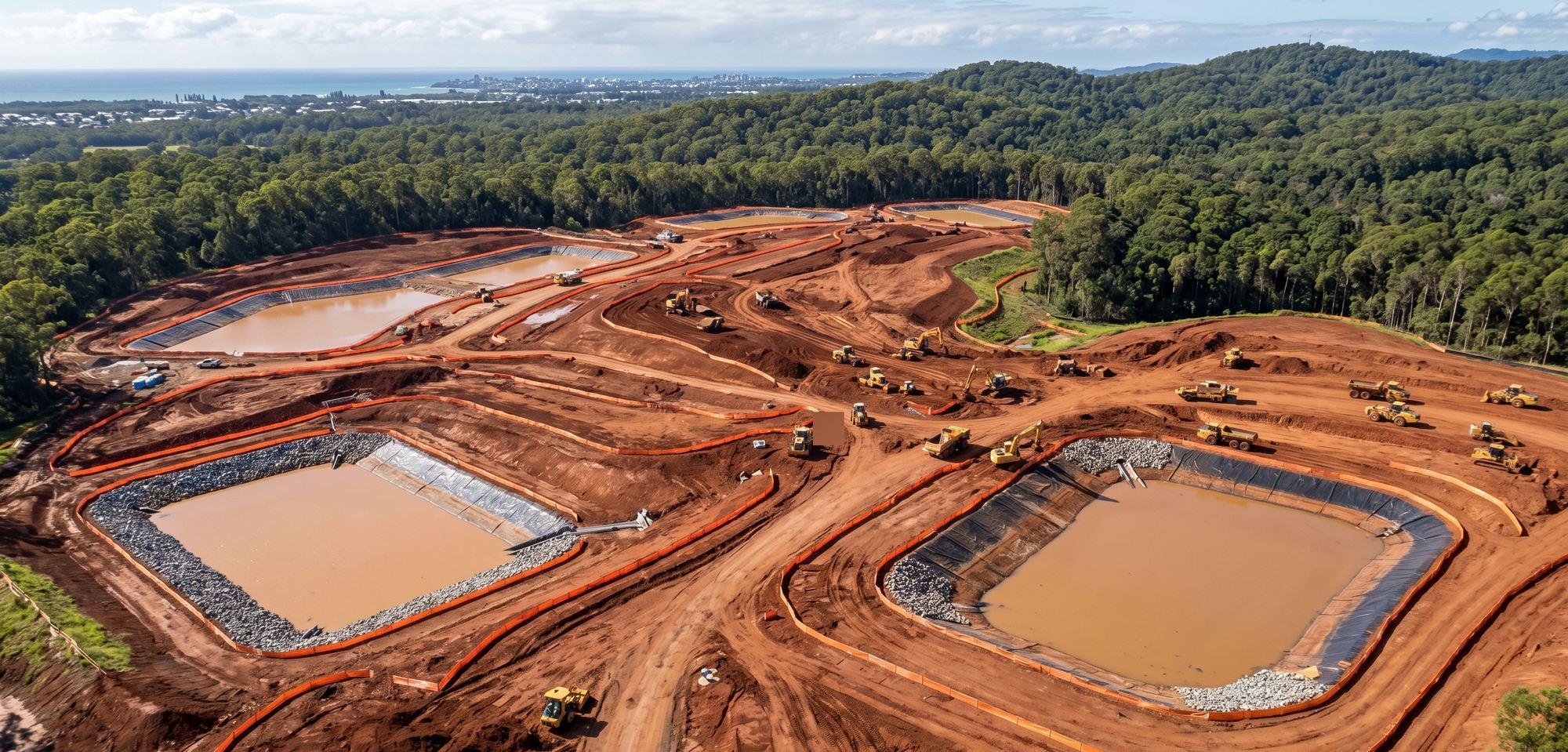 Erosion and sediment control fencing on an active construction site in Australia